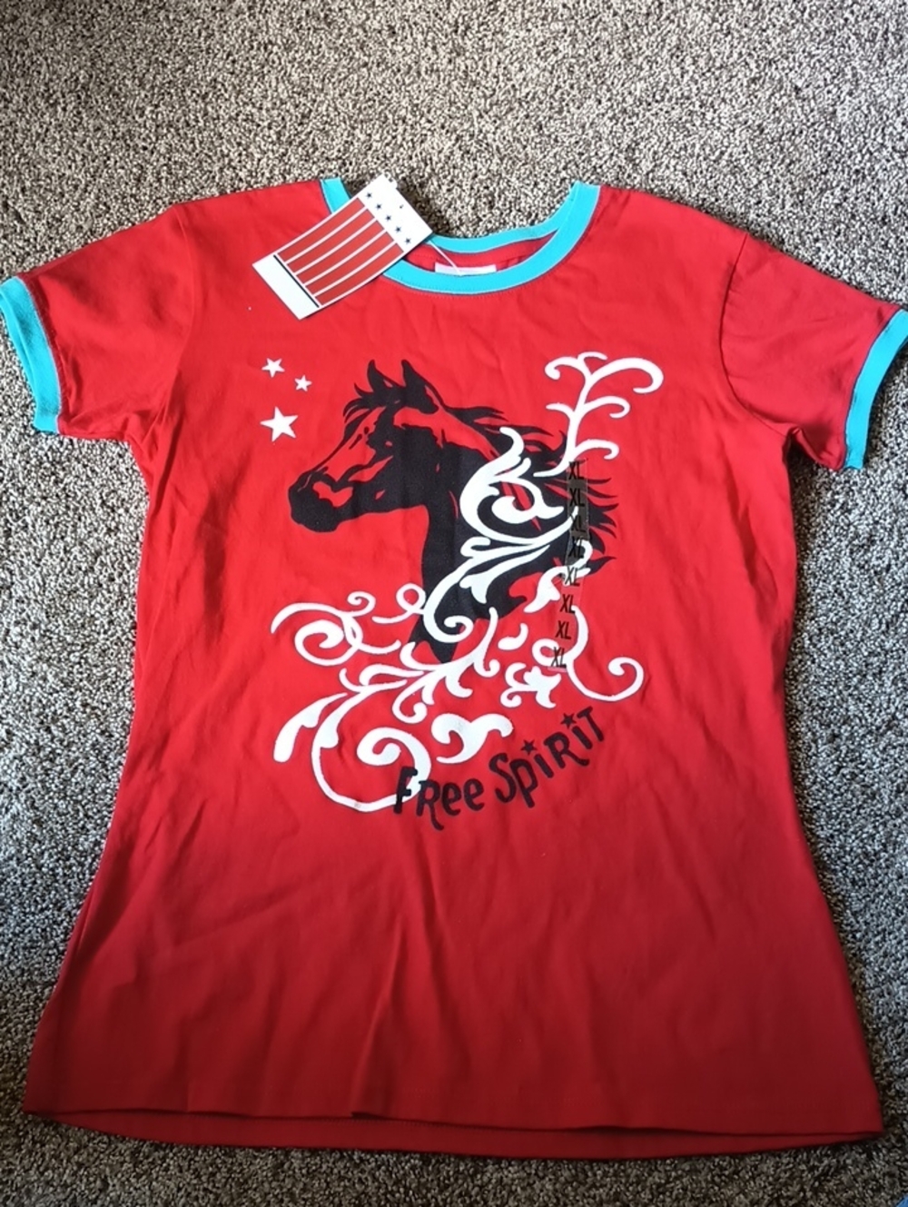 Free Spirit Red Horse Graphic Tee Size Youth XL